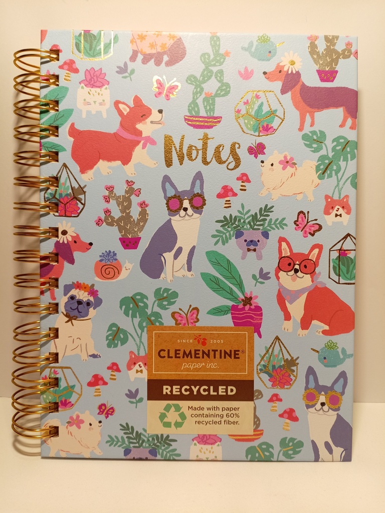 LIBRETA ESPIRAL CLEMENTINE FONDO AZUL PERRITOS