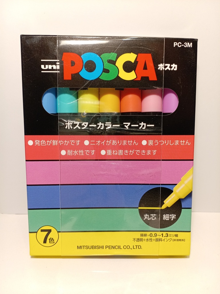 MARCADORES POSCA PASTELES 7 UNIDADES PC-3M