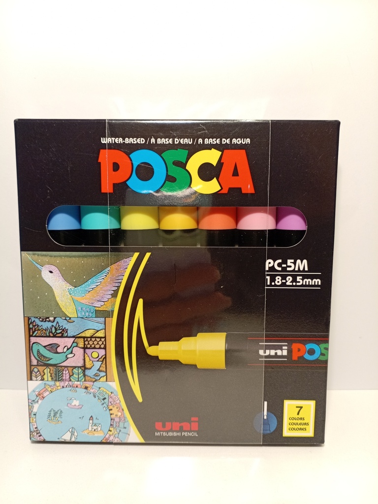 MARCADORES POSCA PASTELES 7 UNIDADES DE 5M