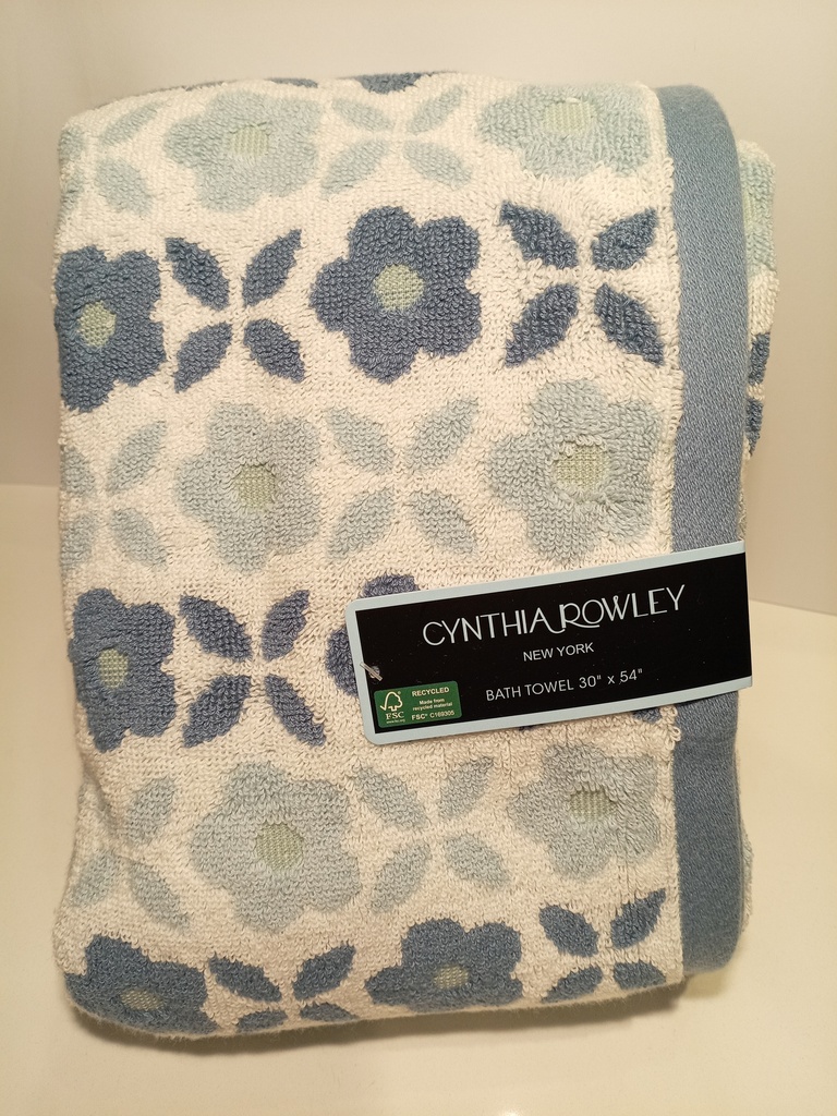 TOALLA DE BAÑO CYNTHIA ROWLE FLORES AZULES 30X54