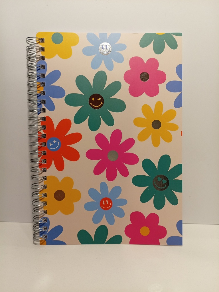 LIBRETA ESPIRAL CARA FELIZ FLORES