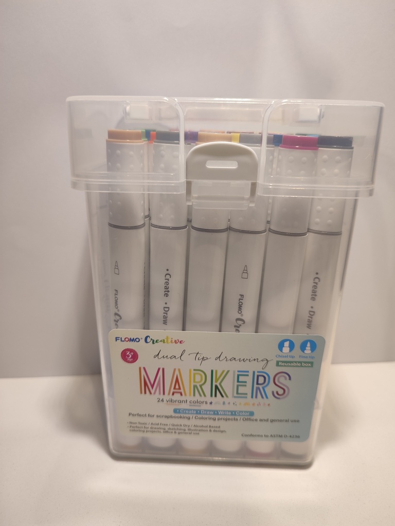 MARCADORES FLOMO CREATIVE DUAL TIP DRAWING-24 UNIDADES 