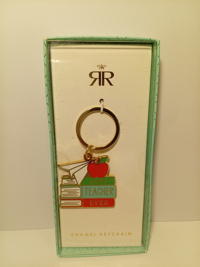 LLAVERO MANZANA Y LIBROS ENAMEL KEYCHAIN 