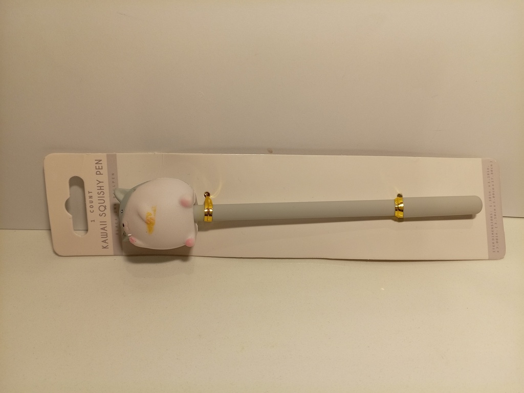 BOLIGRAFO SQUISHY GATO GRIS BLANCO
