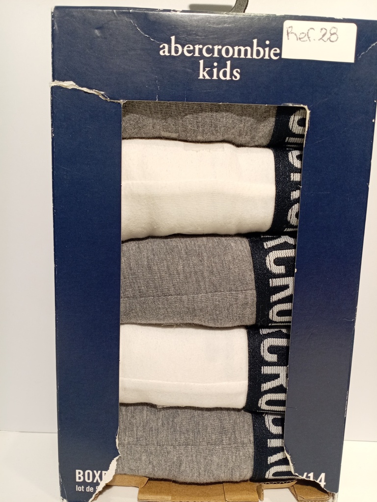 PACK 5 BOXER ABERCROMBIE KIDS TALLA13/14  BLANCOS/GRIS