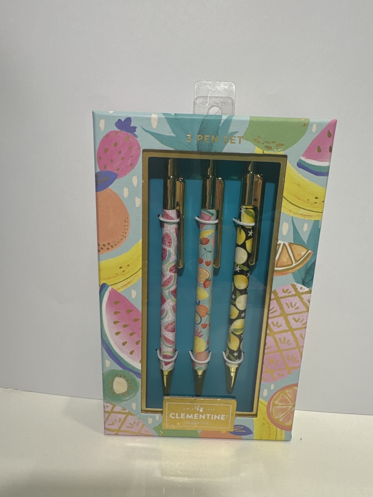 SET BOLIGRAFOS CLEMENTINE FRUTAS 3 UNIDADES