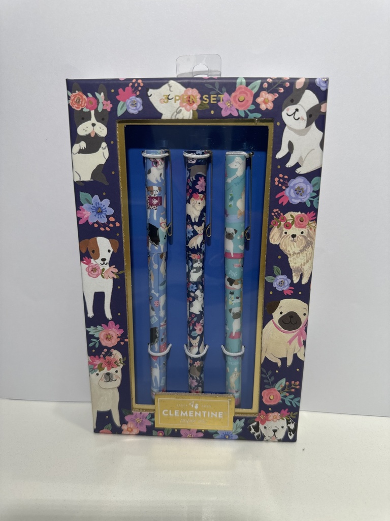 SET BOLIGRAFOS CLEMENTINE PERROS 3 UNIDADES