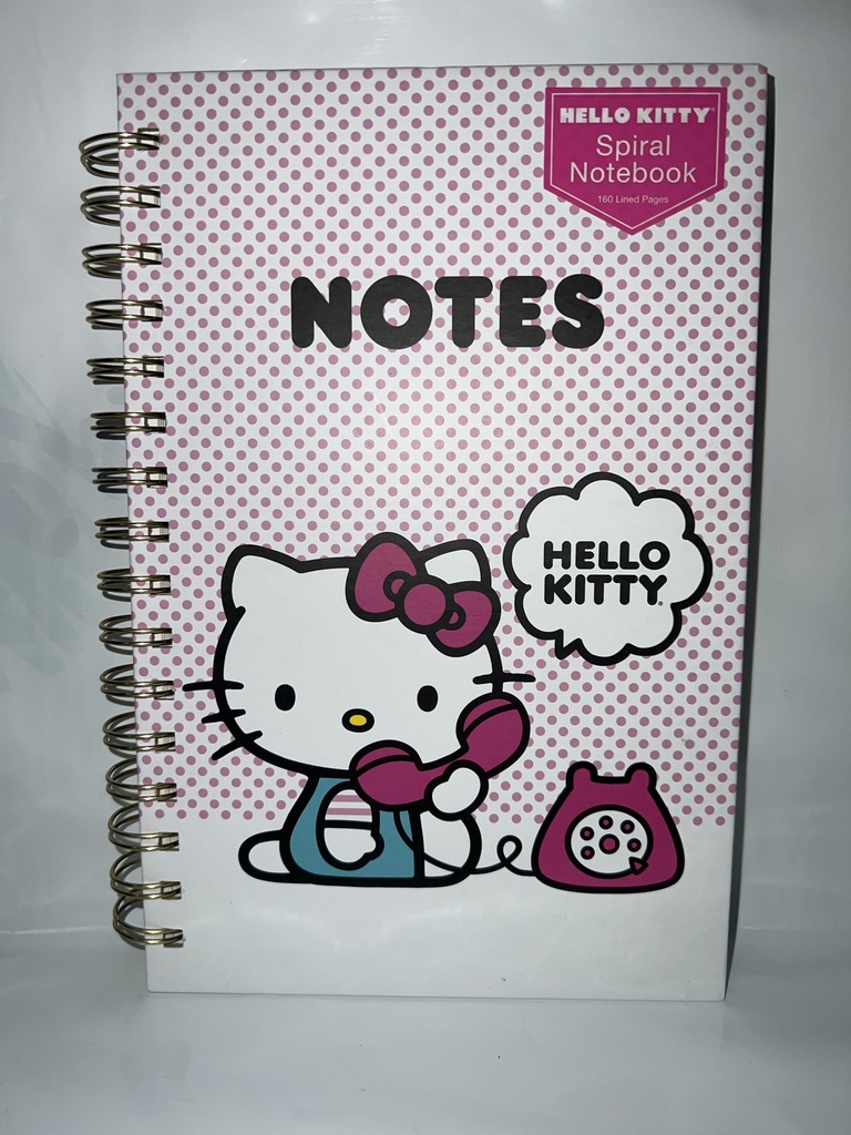 CUADERNO ESPIRAL HELLO KITTY BLANCA PUNTOS ROSADOS