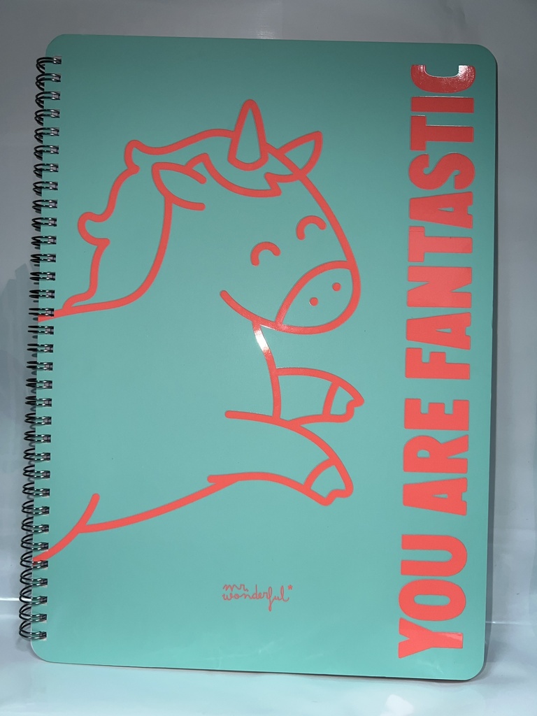 LIBRETA ESPIRAL CUADRICULADA MR.WONDERFUL VERDE UNICORNIO