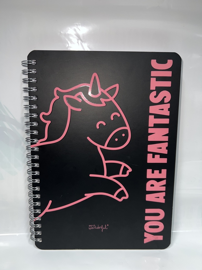CUADERNO ESPIRAL CUADRICULADO MR.WONDERFUL NEGRO