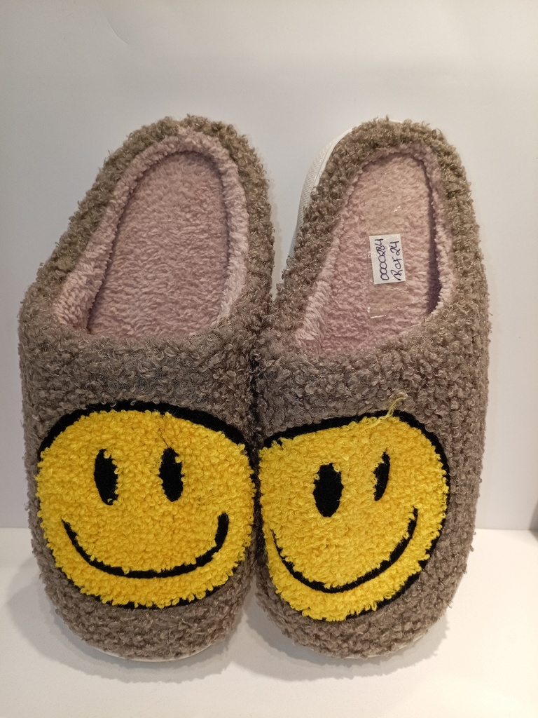 PANTUFLAS DE CARA FELIZ TIPO PELUCHE TALLA 38-39