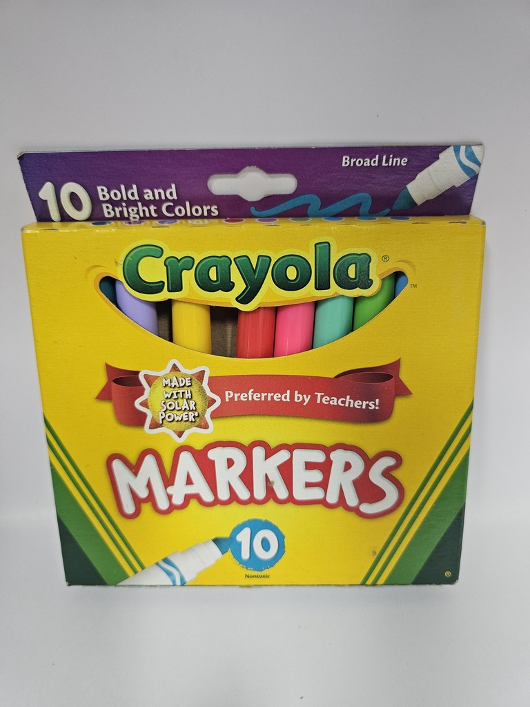 CRAYOLA 10 MARKERS BOLD AND BRIGHT COLORS