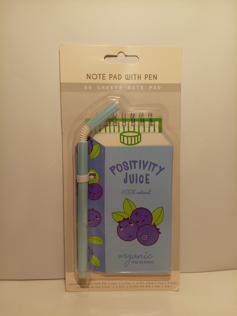 BLOCK DE NOTA CON BOLIGRAFO FORMA DE JUGO 