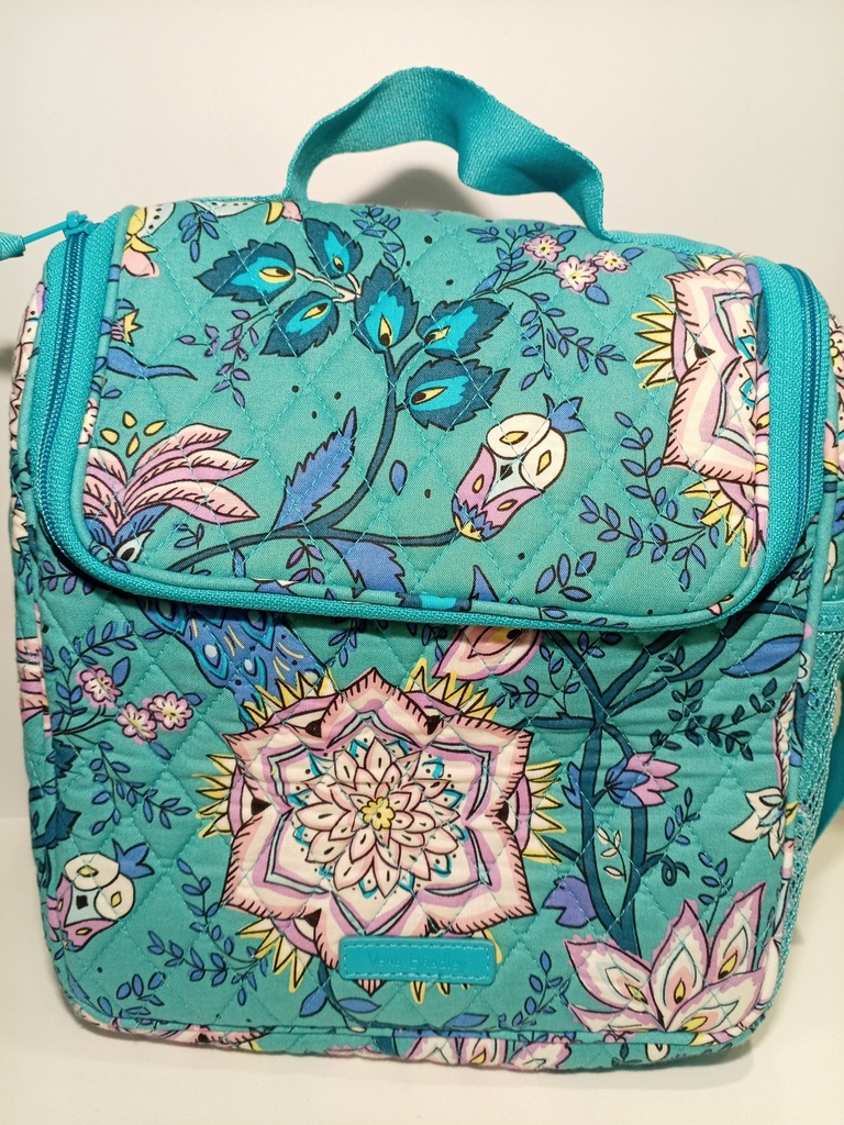 LONCHERA  VERDE DE FLORES