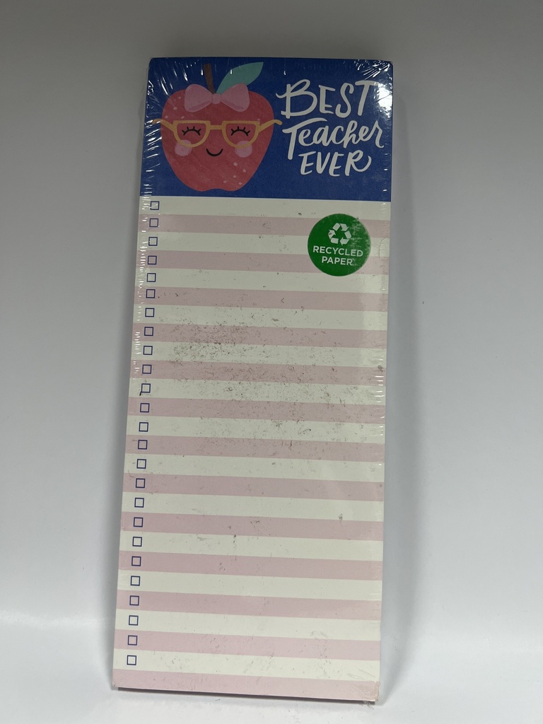 BLOCK DE NOTAS BEST TEACHER EVER- VERTICAL MANZANA