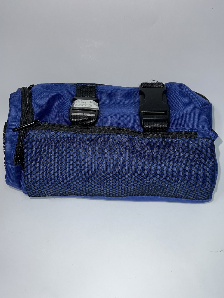 CARTUCHERA AZUL CON MALLA NEGRA