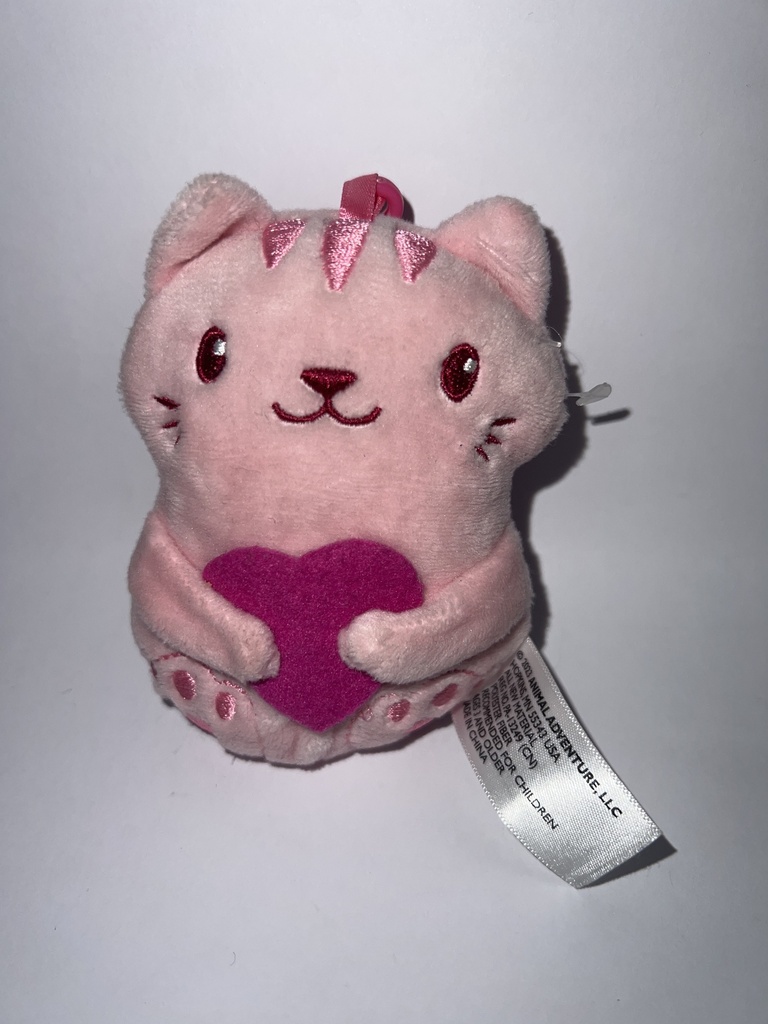 LLAVERO DE PELUCHE DE GATO ROSADO