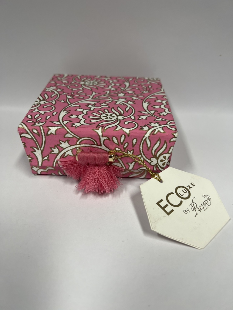 ESTUCHE JOYERO FORMA DE CAJA ROSADO