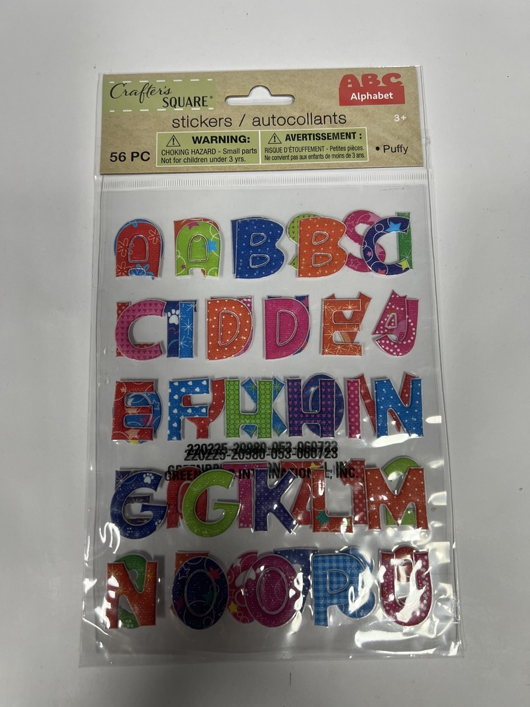 CRAFTERS SQUARE STICKERS AUTOCOLLANTS  ALFABETO