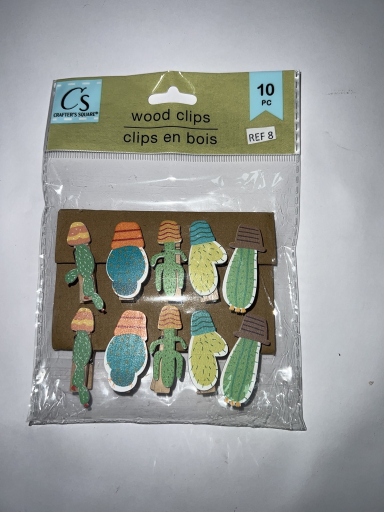 PAQ CLIPS DE MADERA CACTUS