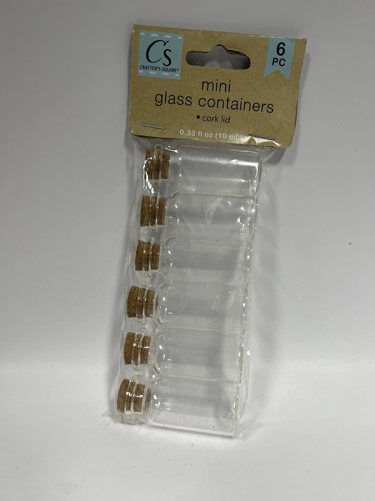 SET DE 4 MINI RECIPIENTES DE VIDRIO VIAJEROS TAPA CORCHO