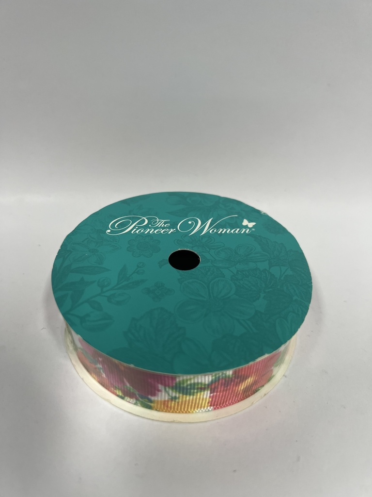 CINTA DECORATIVA FLORES DE COLORES FONDO BLANCO 2.2CMX2.7 