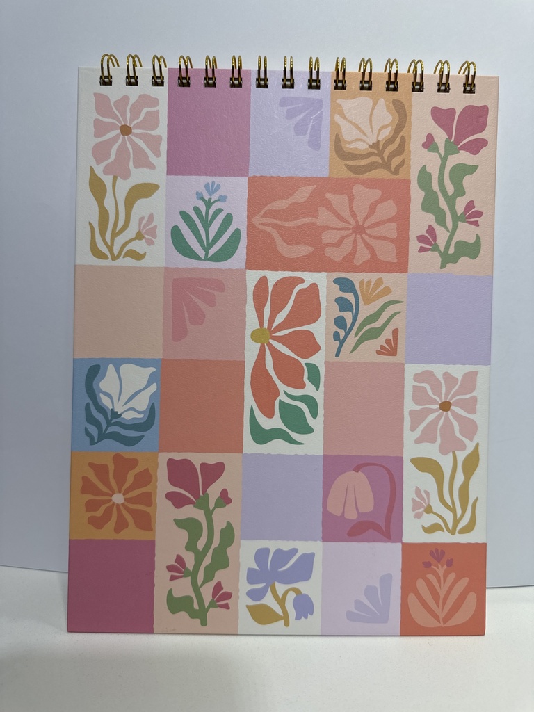 LIBRETA DE NOTAS CUADROS Y FLORES.