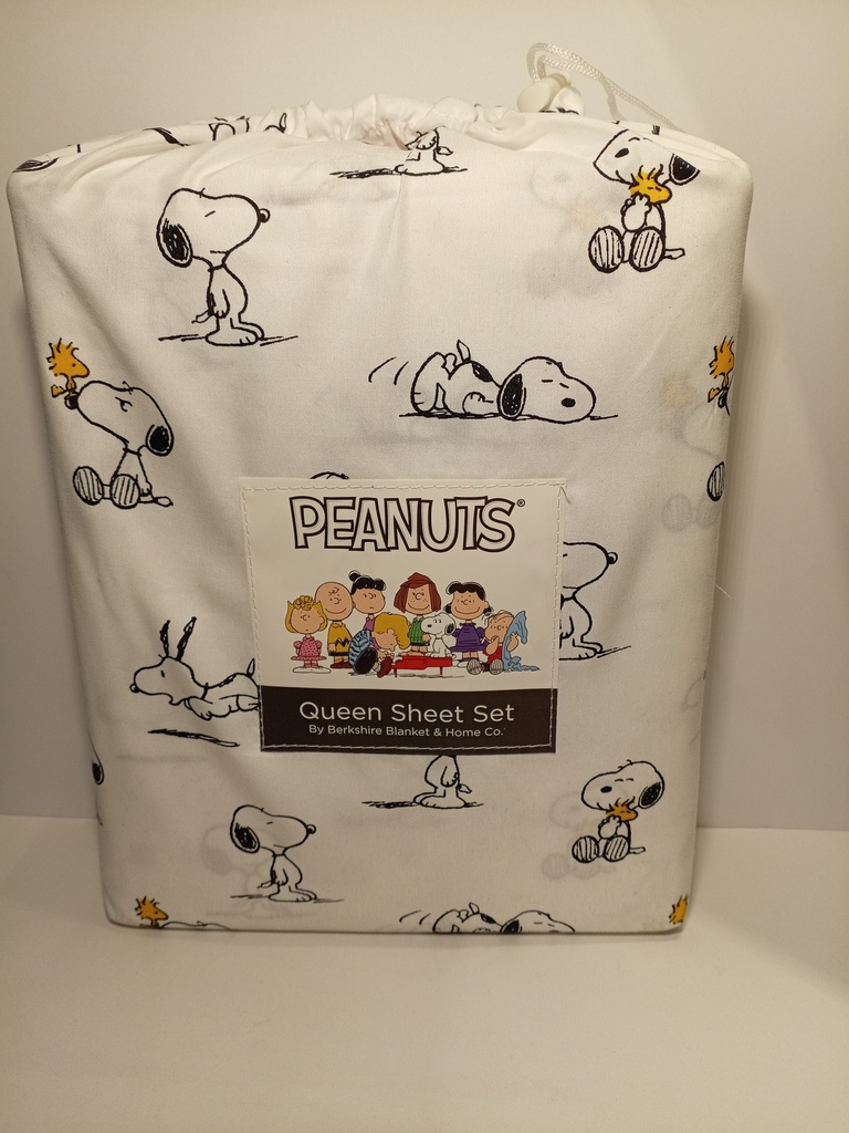 JUEGO DE SABANAS QUEEN BERKSHIRE BLANCA PEANUTS