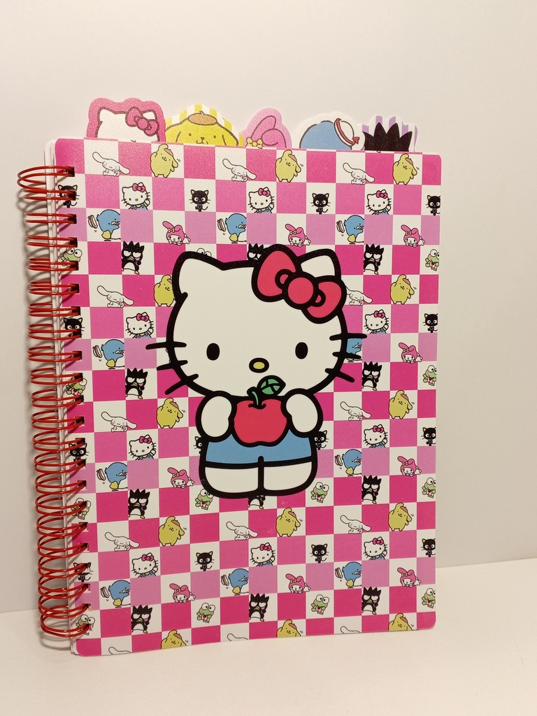 LIBRETA ESPIRAL DE HELLO KITTY DE CUADROS CON SEPARADORES