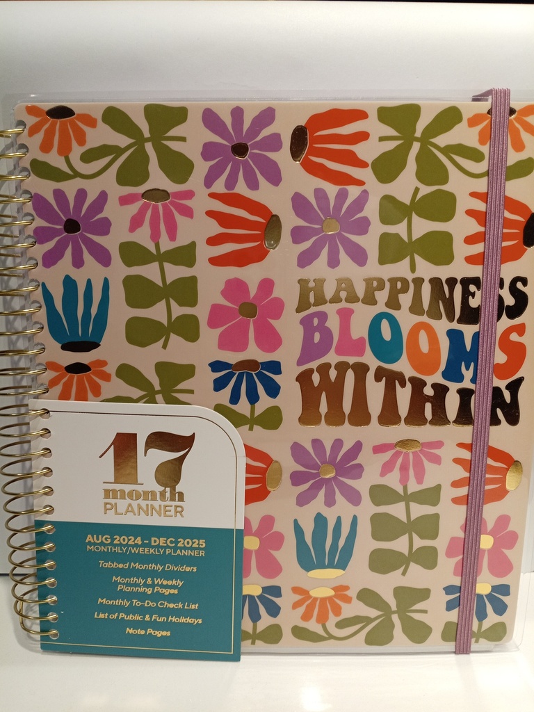 PLANIFICADOR ESPIRAL 17 MESES HAPPINESS BLOOMS