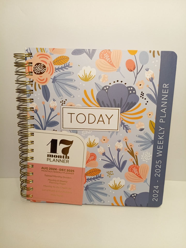 PLANIFICADOR ESPIRAL FLORES FONDO AZUL