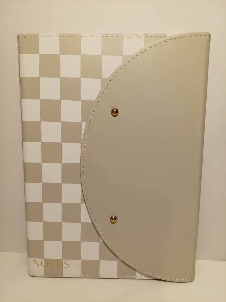 LIBRETA DE NOTAS CUADROS BLANCO BEIGE