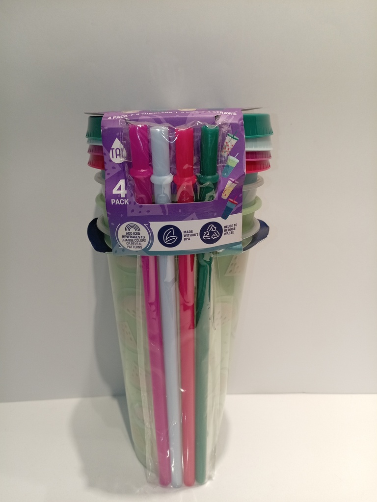 VASOS CON PITILLOS SET DE 4