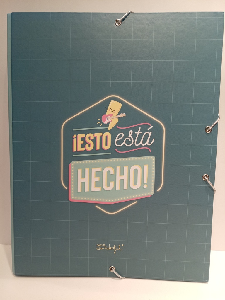 CARPETA CON LIGA MR.WONDERFUL AZUL DE CUADROS