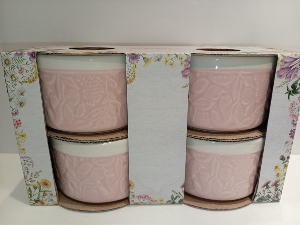 SET DE 4 TAZAS ROSADAS BAKESHOP