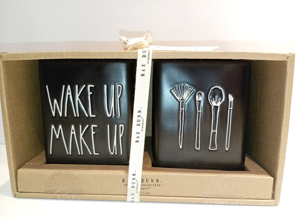TAZAS PARA BROCHAS DE MAQUILLAJE NEGRA RAE DUNN