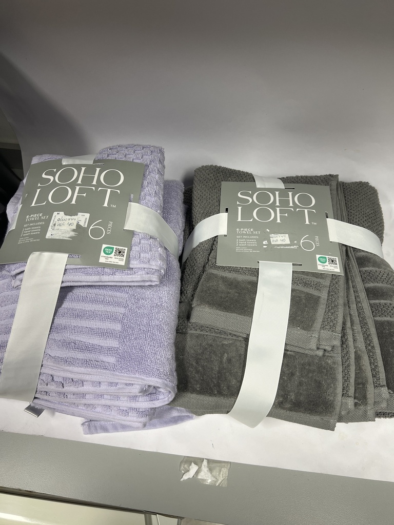SET DE 6 TOALLAS SOHO LOFT COLOR MORADO/ GRIS