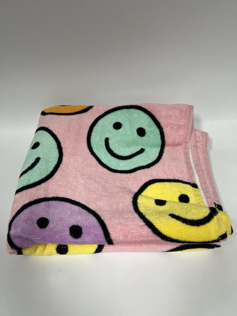 TOALLA DE MANO DEBORAH CONNOLLY CARA FELIZ FONDO ROSADO