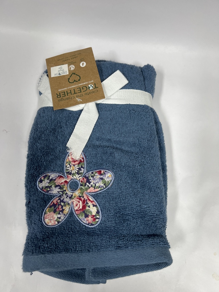 TOALLA DE MANO DEBORA CONNOLY AZUL CON FLORES