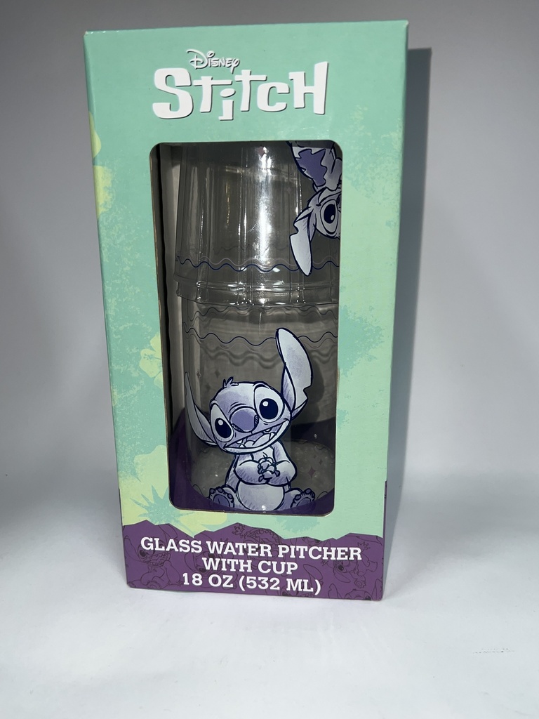 JARRA DE VIDRIO CON VASO STITCH 
