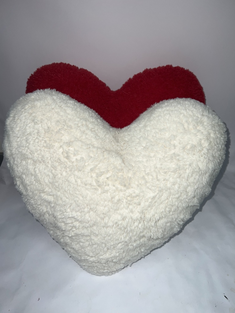COJIN CORAZON ROJO/BLANCO TEXTURA PELUCHE 