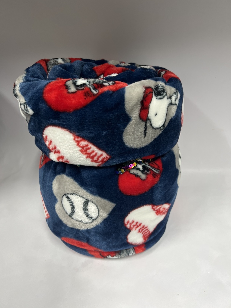 COBIJA AZUL SNOOPY CON CORAZONES Y PELOTAS 