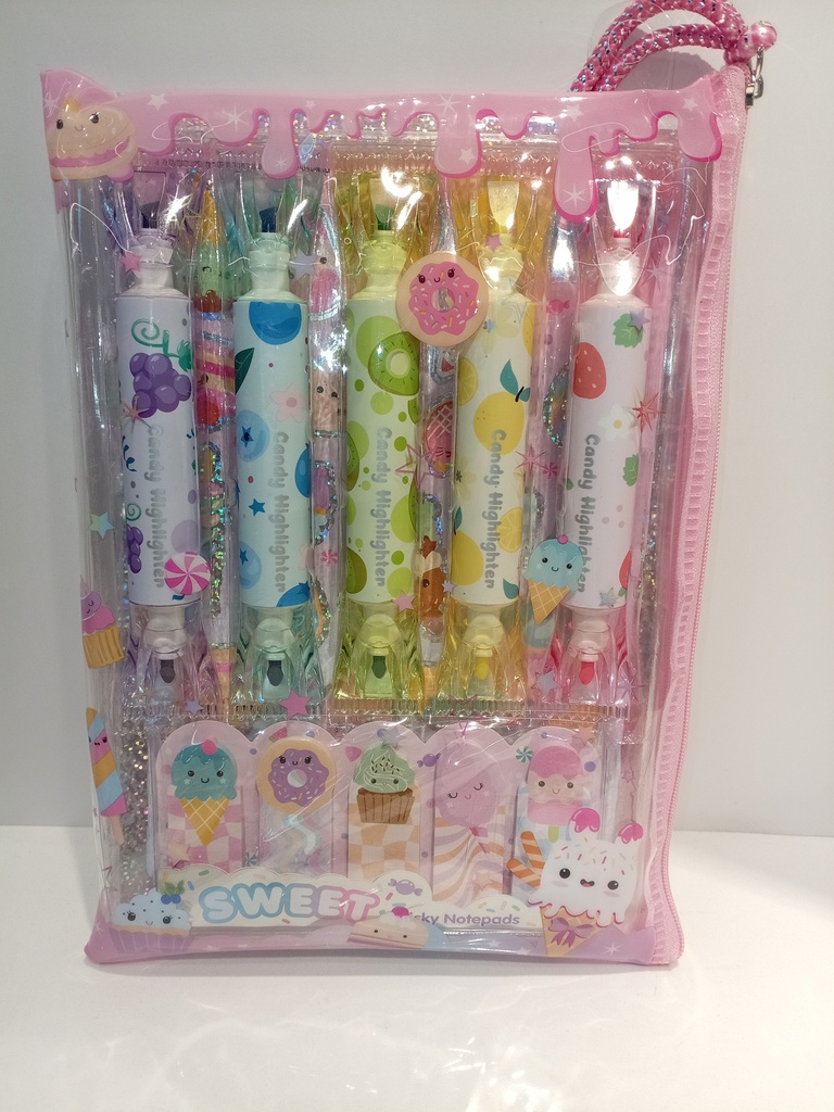 ESTUCHE SET DE 5 MARCADORES CON NOTAS SWEET
