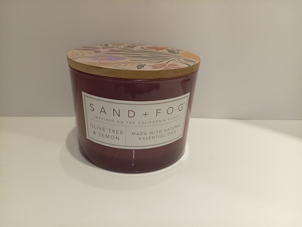VELAS AROMATICAS SAND+FOG OLIVE TREE & LEMON