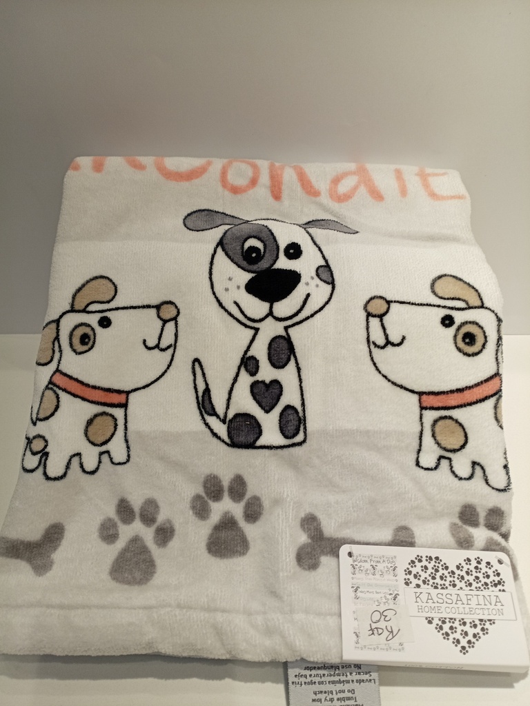 TOALLA DE BAÑO KASSAFINA BLANCA DE PERRO