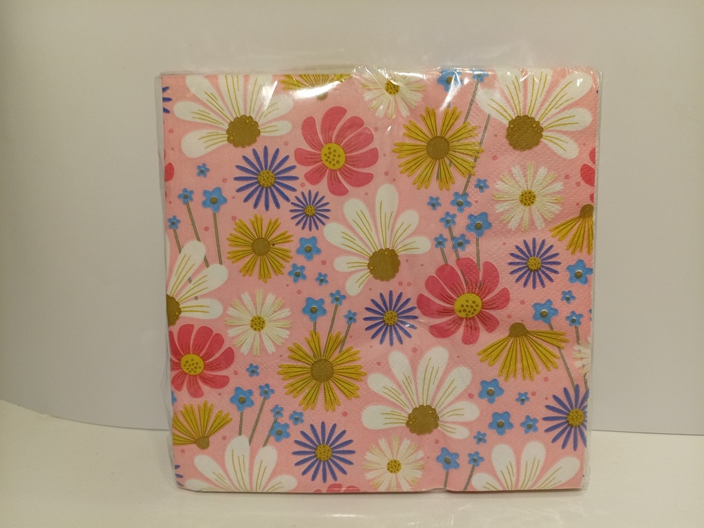 SERVILLETAS MARGARITAS DE COLORES 40 UNIDADES