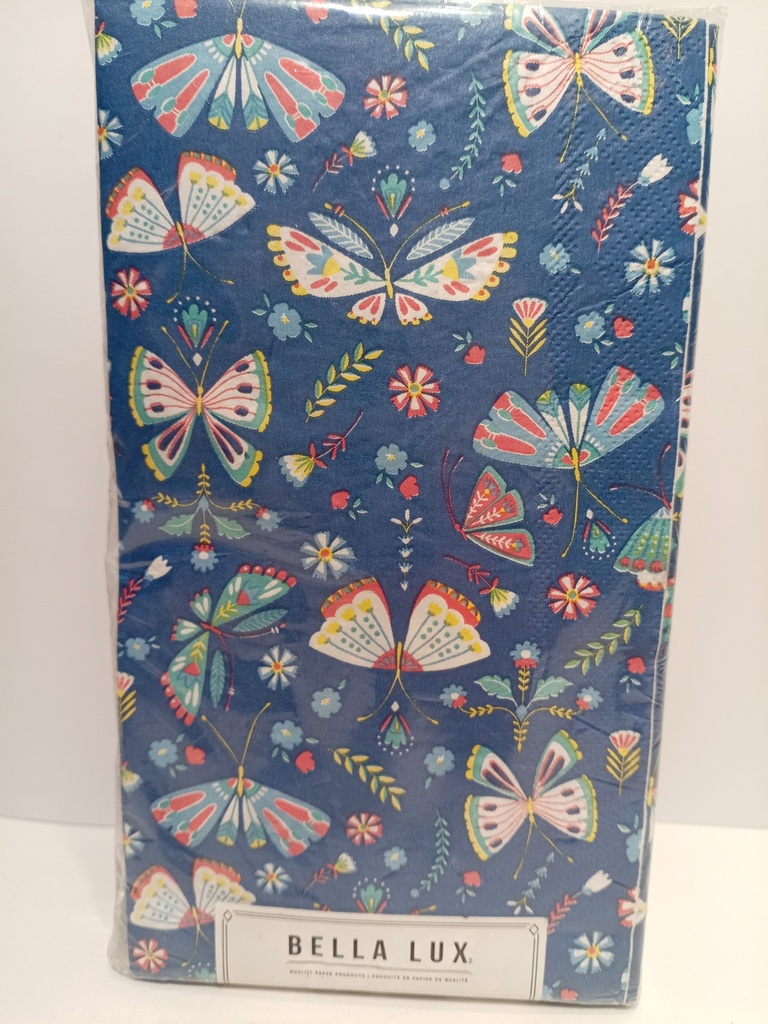 SERVILLETAS MARIPOSAS FONDO AZUL 40 UNIDADES