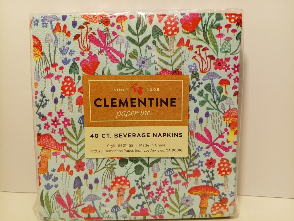 SERVILLETAS CLEMENTINE FLORES/HONGOS 40 UNI. PEQ.