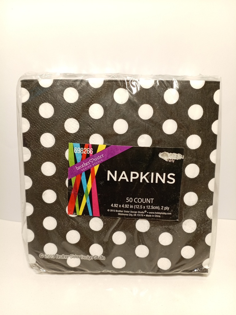 SERVILLETAS PUNTOS BLANCOS FONDO NEGRO 50 UNIDADES PEQ. 