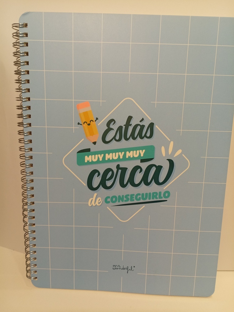 LIBRETA ESPIRAL CUADRICULADA MR. WONDERFUL AZUL CLARO
